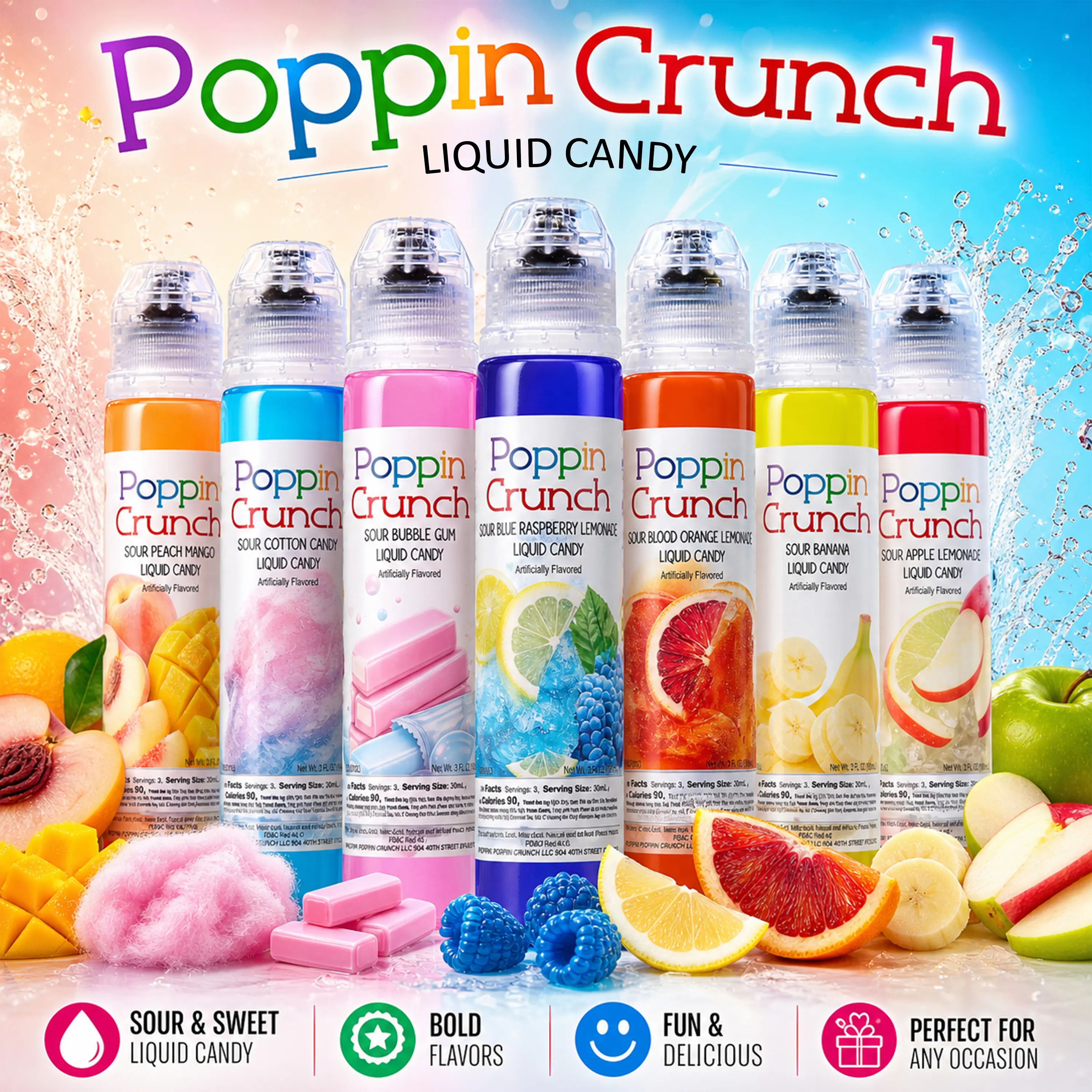 Poppin Crunch Pop and Squeeze Liquid Candy