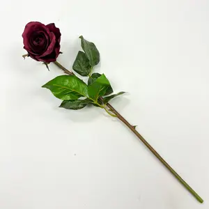 Real Touch Single Rose Bloom 20" Faux Floral Stem  - Available in 2 Colors