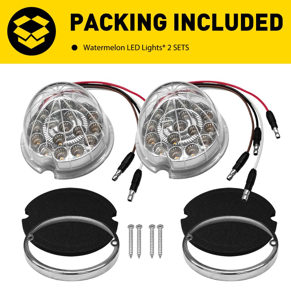 AUXITO 2Pcs Amber Blue Watermelon LED Lights w/ Chrome Ring Side Marker Clearance Lamps AUXITO 2Pcs Amber Blue Watermelon LED Lights w/ Chrome Ring Side Marker Clearance Lamps