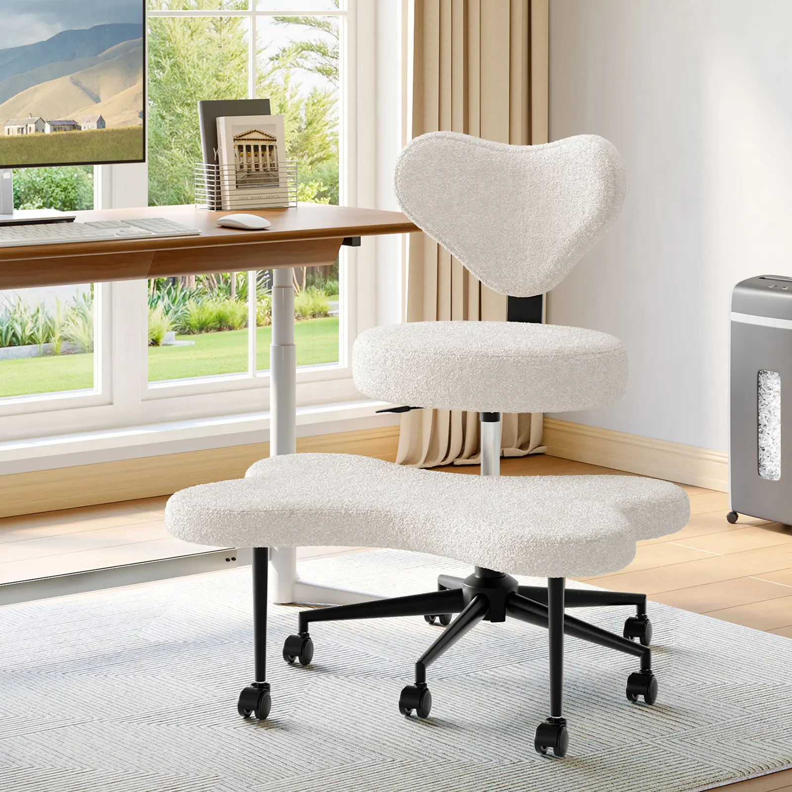 【DealsForYourDays】Pinmoco Ergonomic Cross Legged Office Chair, 360° Swivel Meditation Chair with Wheels, Height-Adjustable Seat, Strong Lumbar Support, Chic Home Office Furniture for ADHD.# Ergonomic Dual-Use Swivel Chair# criss cross chair with wheels