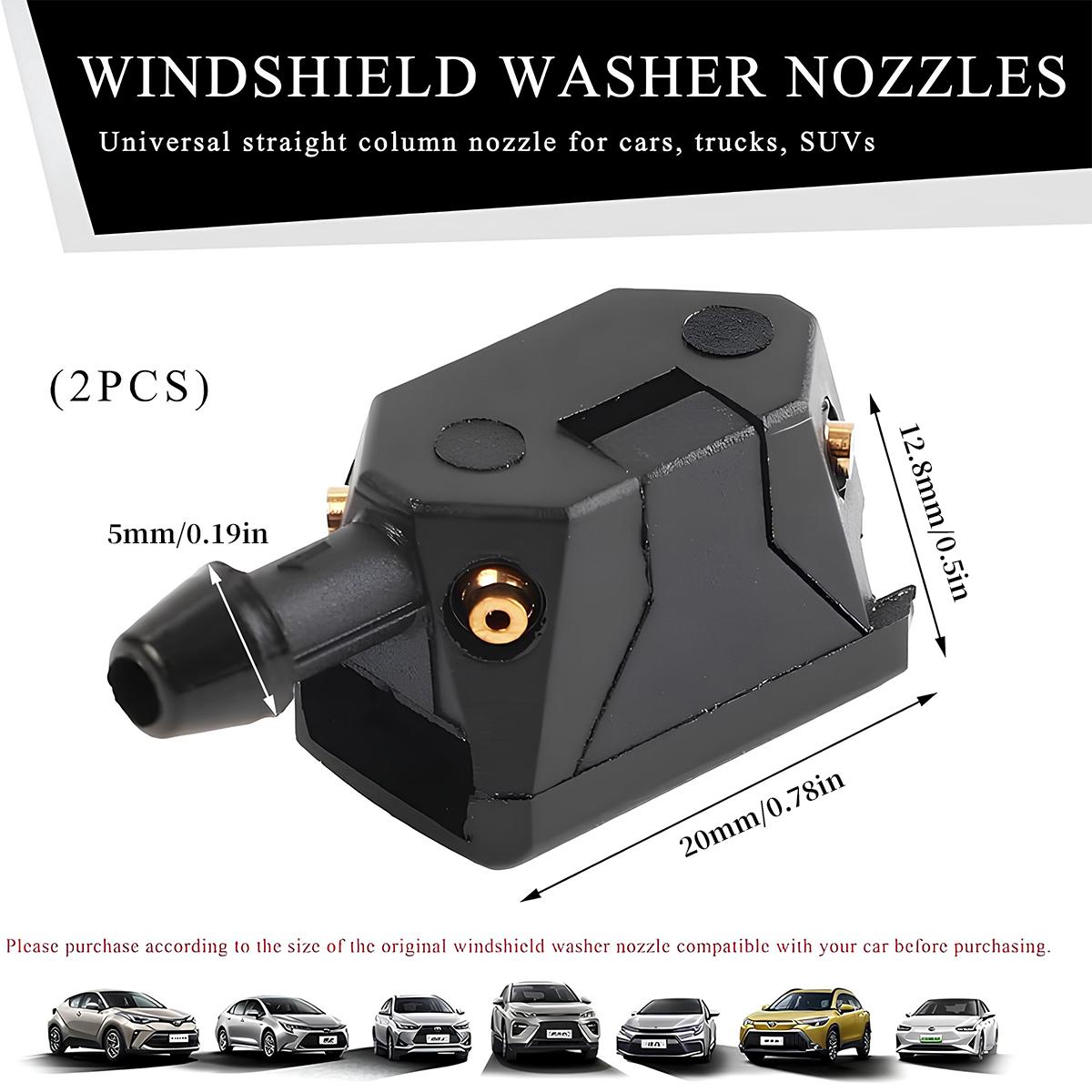 2 PCS Universal Windshield Washer Nozzle Arm Mounted Jets Nozzles, 4 Holes Car Windshield Washer Wiper Arm Sprayer, Adjustable Washer Upgrade Nozzle