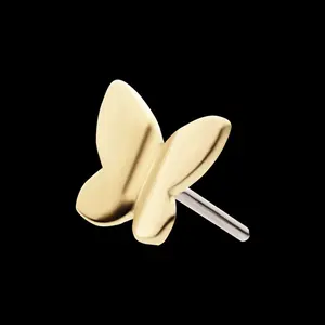 14Kt Gold Threadless 3D Butterfly Flatback Stud Earring