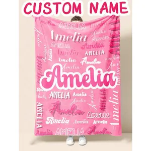 Customizable personalized name patterns, cozy flannel blankets, comfortable and soft, warm nap blankets suitable for all seasons, essential for office breaks, sofa relaxation, and bedroom decoration, the best gift choice，bed accessories， cooling blankets