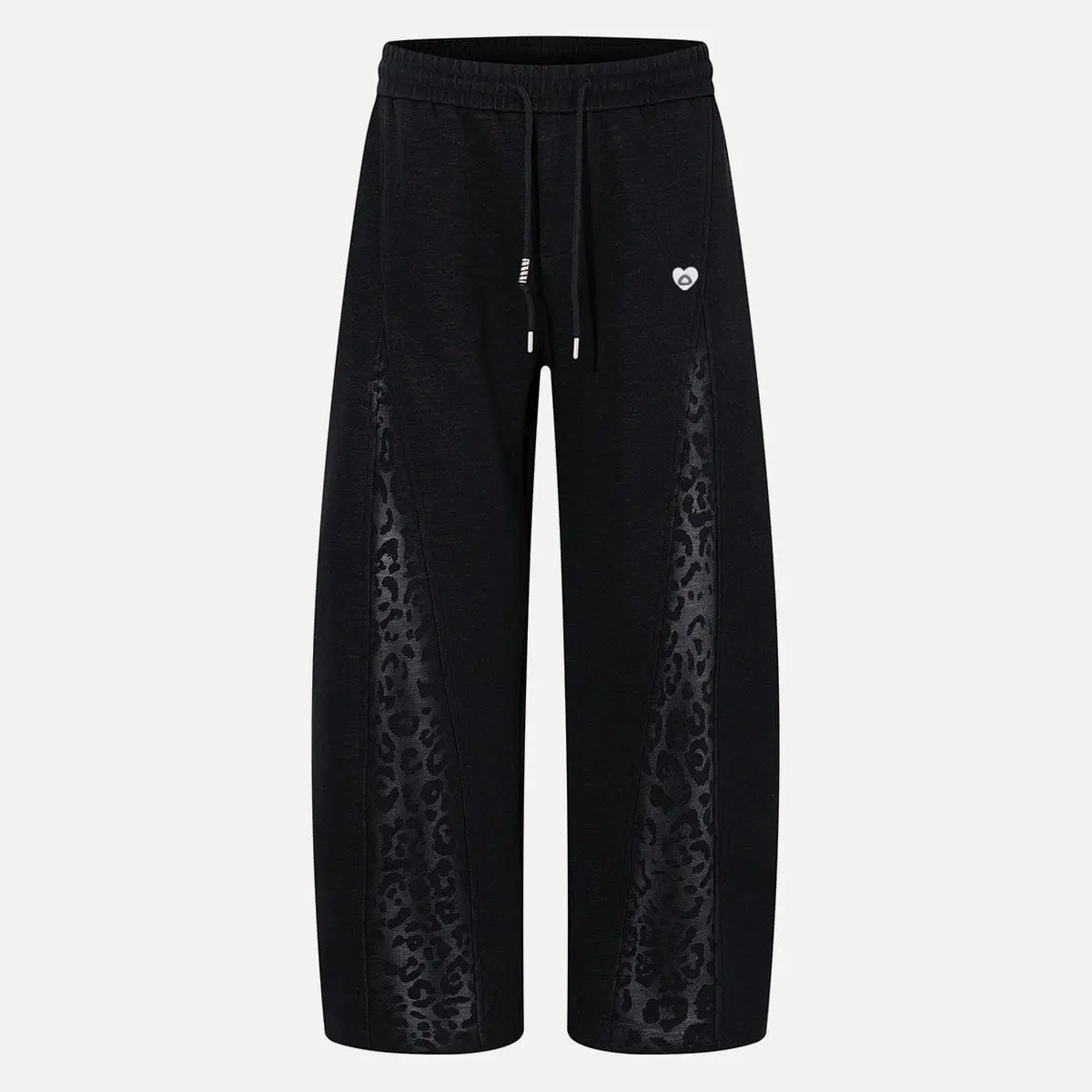 Aelfric Eden Men's Baggy Leopard Print Sweatpants - Contrast Animal Print Panel, Elastic Waist Drawstring, Soft Cotton, Unisex Vintage Streetwear, Alt Clothes, Mensfashion, Edgy Men's Pants