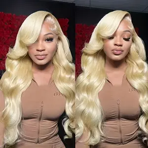 13x6 Lace Front Wig 613 Blonde Body Wave 180% Density 30 Inch Natural Look Heat Resistant Adjustable Strap Pre-Plucked Hairline for Women