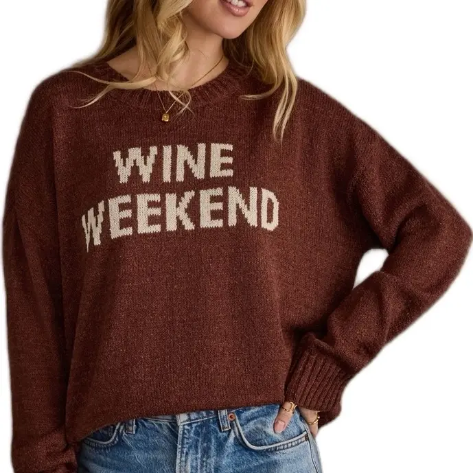 Adult Burgundy Wine Weekend Sweater