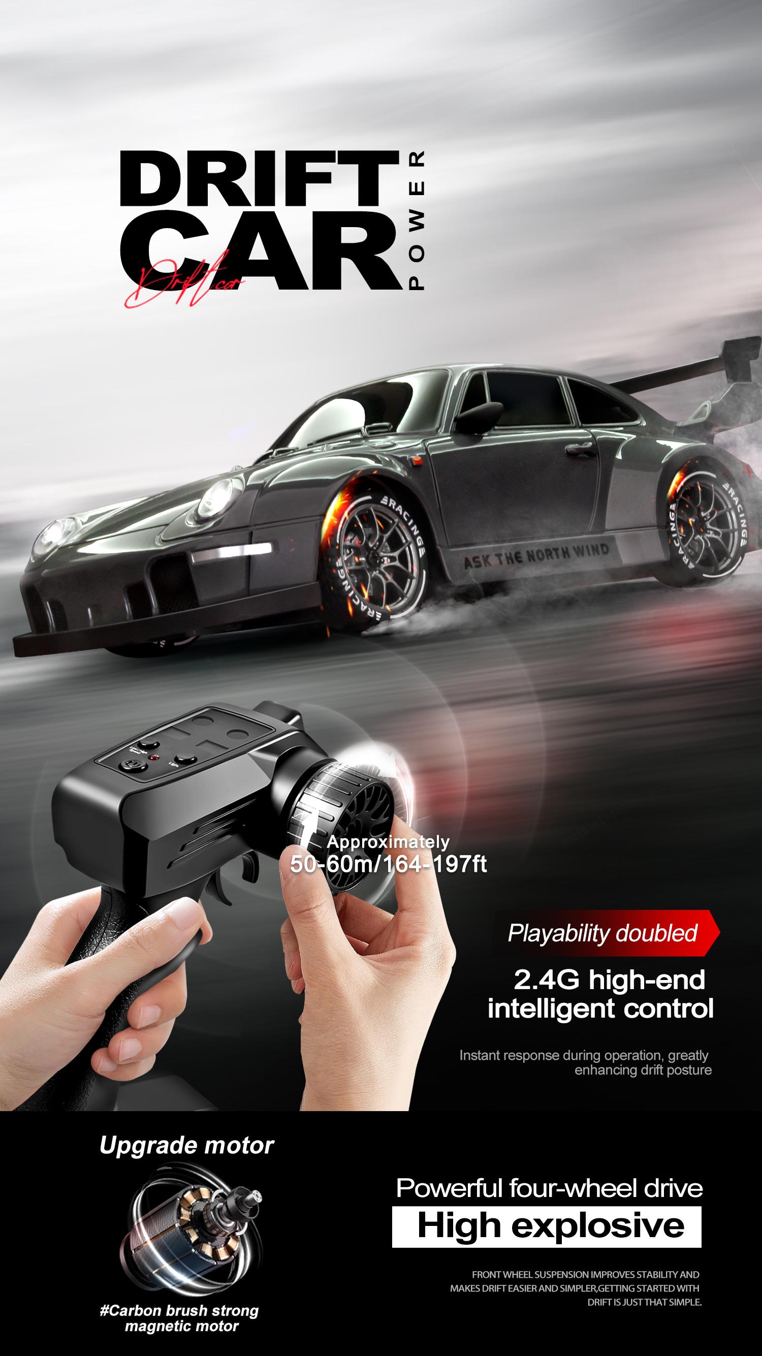 【RC-Kid's Gifts】2.4GHz Remote Control Car, 1:24 Scale RC Drift Car,4WD Racing Car With 2 Rechargeable Batteries & LED Lights,Remote Control Mode Easy for Kids & Beginners,Compact Portable Design,Fun Indoor & Outdoor Play Gift #Toys Gift Preferred Fro Kids 【RC-Kid's Gifts】2.4GHz Remote Control Car, 1:24 Scale RC Drift Car,4WD Racing Car With 2 Rechargeable Batteries & LED Lights,Remote Control Mode Easy for Kids & Beginners,Compact Portable Design,Fun Indoor & Outdoor Play Gift #Toys Gift Preferred Fro Kids