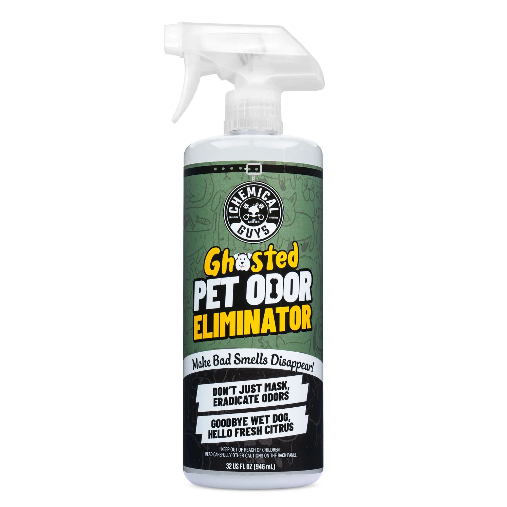 Chemical Guys Ghosted Pet Odor Eliminator Spray Bottle - Dander Gone Fast, Fresh at Source, Litter Box Odor Fix for Cars/Motorcycles Car Washing & Maintenance