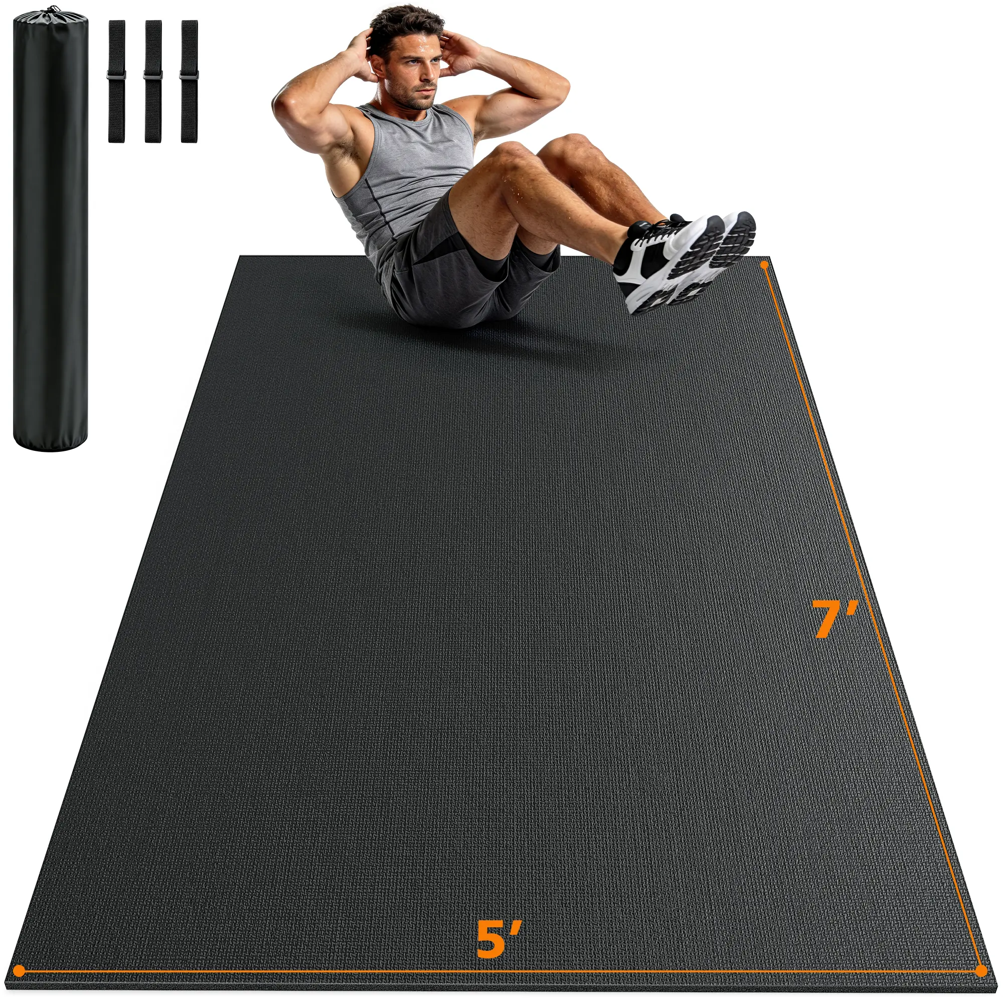 Bearbro Yoga Mat  7'x 5' Extra Wide Workout Mat for Men &  Women, Large Exercise Mats for Home Workout, Pilates & Floor Workout, Fitness mat,Black
