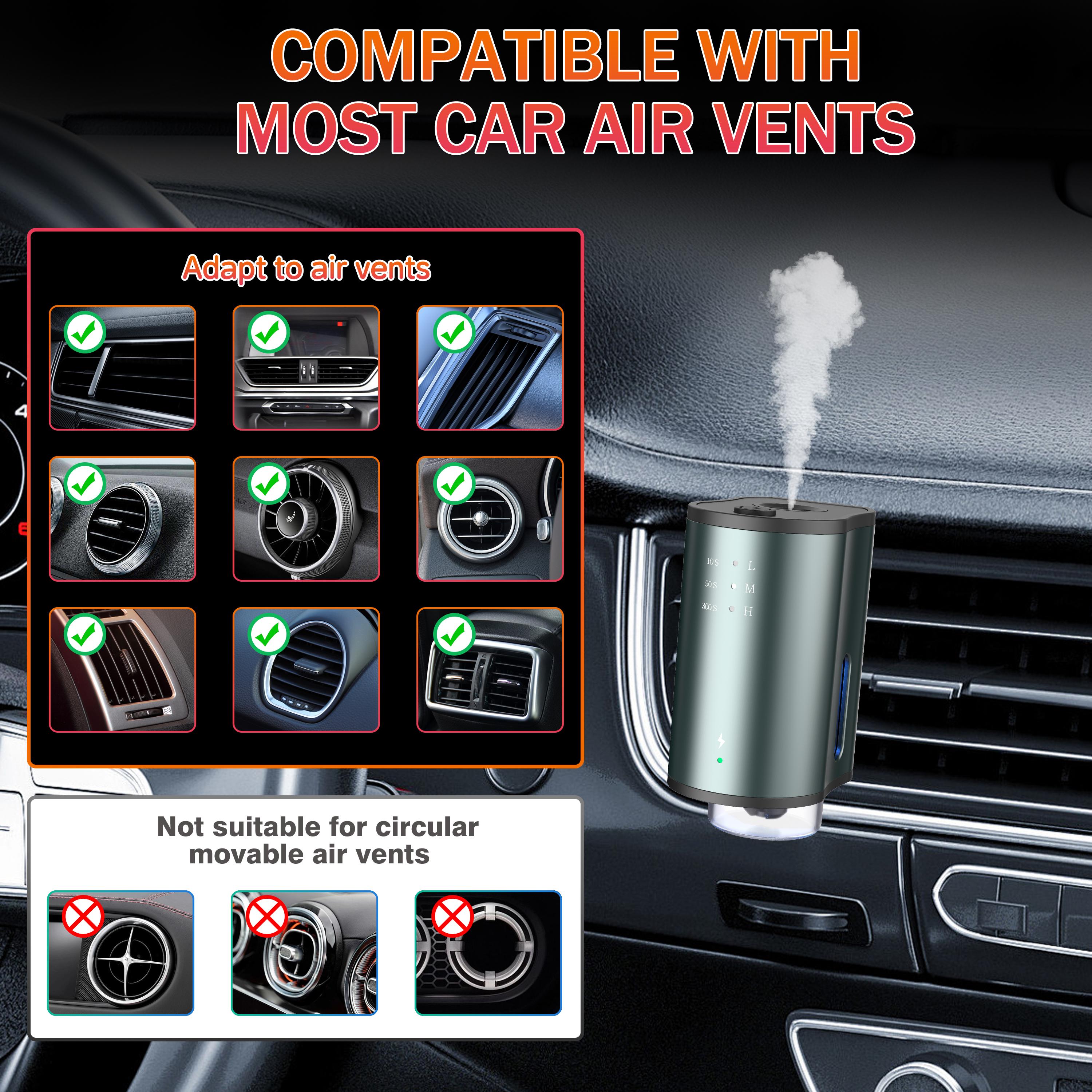 Smart Car Air Freshener with Three Scent Intensity Levels, Portable Waterless Diffuser, Aromatherapy with 3*10ML Natural Perfumes,Random Shipment of Polygon and Circle Shapes