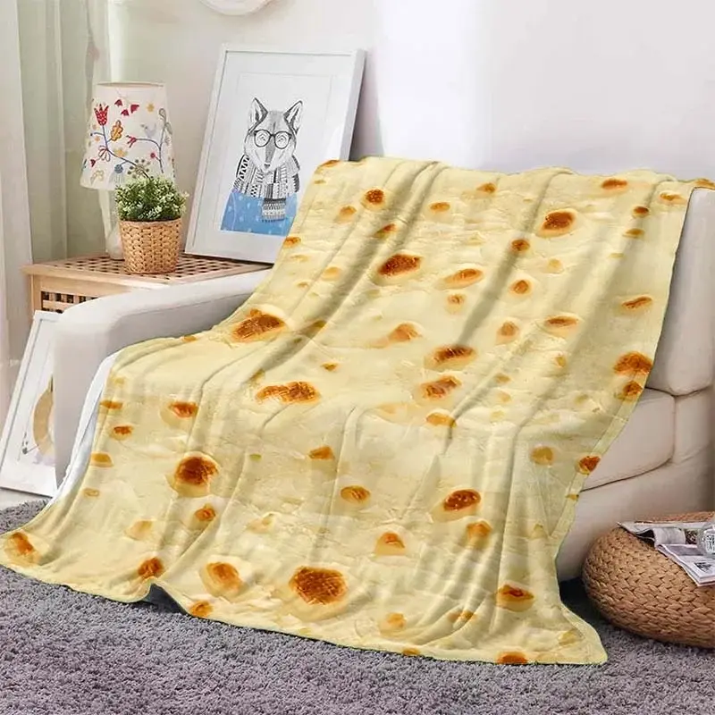 Donut & Mexican Tortilla Graphic Flannel Blanket - Cozy Setup, Snug as a Bug in a Rug, Wrinkle Resistant, Everyday Coziness, Flat Weave, Breathable All-Seasons Thin Throw for Home Couch, Camping, Whimsical Home Decor Holiday Gift for Family