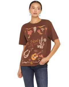 Shyanne Women's Western Embroidered Short Sleeve Graphic Tee - Swsp26t4-Chbn
