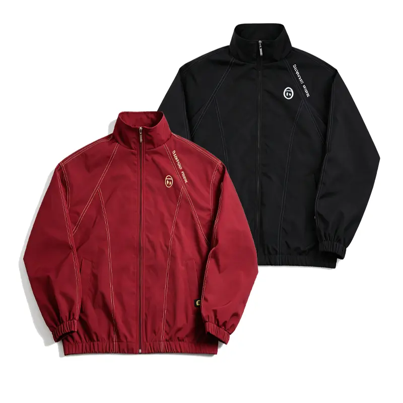 Unisex Oversized Vintage Track Jacket Embroidered Stand Collar Zip Up Windbreaker Fall Winter Streetwear Coat autumn fashionable lightweight windproof outdoor outfit gift