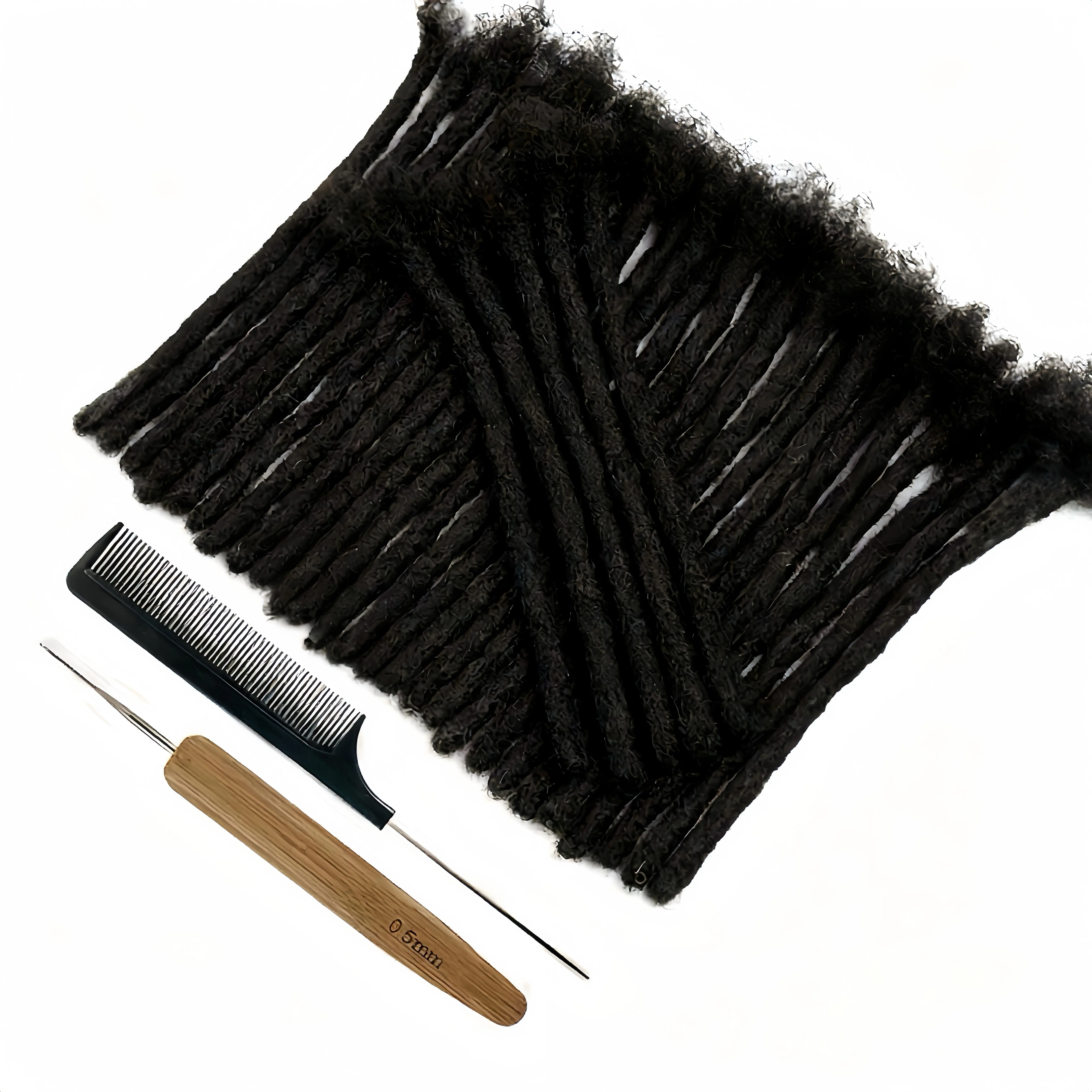 CCLG 0.4cm 4-12 Inches Natural Human Hair Loc Extensions, Handmade Dreadlock Extensions, Dyeable & Bleachable for Loc Repair, Braided Dreads Length & Thickness Boost