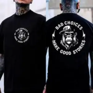 (Two side) BAD CHOICES MAKE GOOD STORIES Chimpanzee Print Men's T-shirt