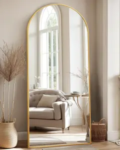 Full Length Mirror 58"x21" Arched Floor Standing Freestanding Arch Full Body Mirrors for Bedroom Living Room Cloakroom Hanging Mounted