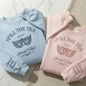 Embroidered Regency Era Vintage Sweatshirt, Spilling the Tea Shirt, Social Club Shirt, Society Papers Sweater, Inspired Hoodie