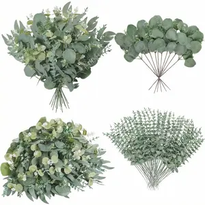 40 Pcs Artificial Eucalyptus Stems Bulk, 4 Kinds Mixed Greenery Faux Leaves and Branches, Fake Silk Dollar Leaf Plants for Vase, Centerpieces, Wedding Decorations, Home Decor and Bouquet Fillers.