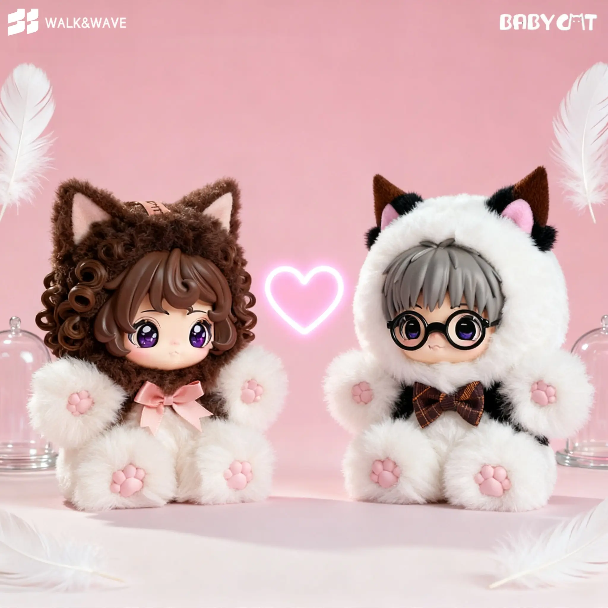 Babycat Vinyl-Plush Series Premium Designer Blind Box - Plastic PVC+Polyester Unisex Blind Bag Surprise Set, Animals & Nature Collectible Figure, Adorable Mystery Stuffed Toy, Cute Bag Charm for Ages 15+