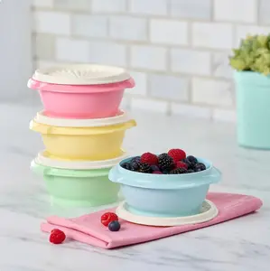 Tupperware Servalier 1¼-Cup Round Containers with Seals Set of 4 - Ideal for Versatile Storage and Organization (D)