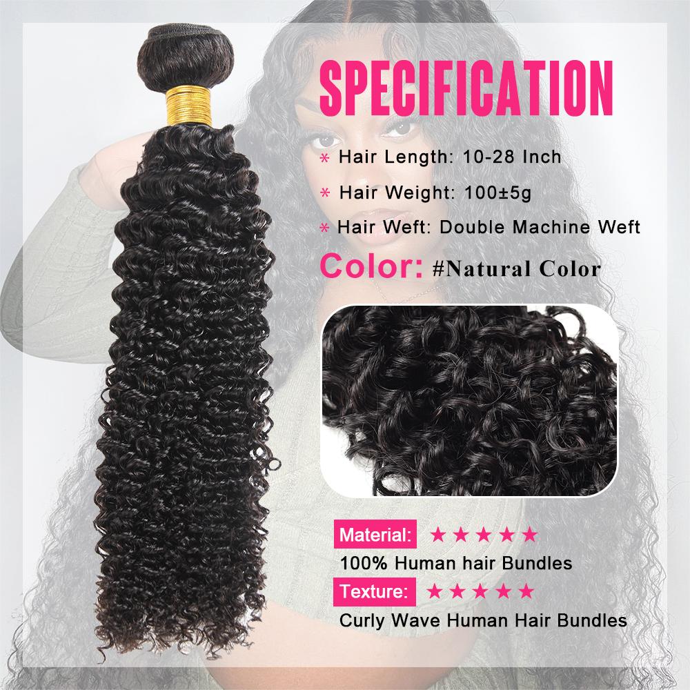 Glulaze Mongolian Kinky Curly Hair Bundles With 4x4 Lace Closure Human Hair Weave Extensions Deep Wave Flip Over Quick Weave Raw Hair Bundles for Sew In SpringStatements