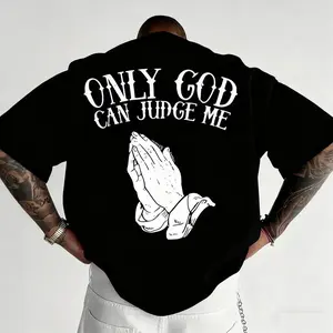 Faith-themed streetwear T-shirt – "Only God can judge me", loose fit, black and white color scheme, popular trend