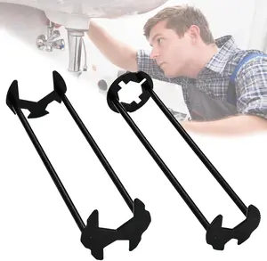 2 Pcs Multifunctional Sink Wrench Tool, Four-jaw Hex Wrench, Basin Wrench Set,Tight Spaces Maintenance Installation Removal Faucet Tools, for Kitchen Bathroom.