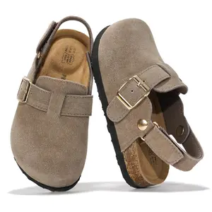 Project Cloud Kids "Little Benton Strap" Clogs for Kids Genuine Leather, Memory Foam Water Resistant Clogs Lightweight Non-Slip Girls Footwear