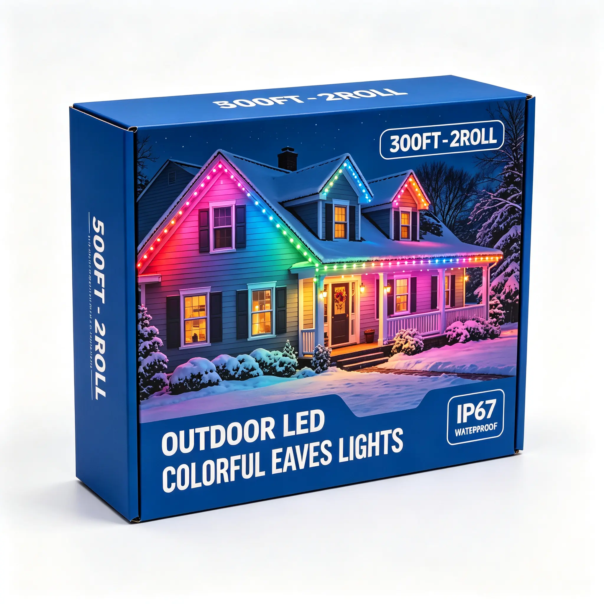 2 Rolls Permanent RGB LED String Lights, IP67 Waterproof Outdoor Eaves Lights, App & Remote Control, Music Sync Colorful Glow, Scheduled Timer, Customizable Colors, Scheduled Timer, for Holiday House Roof & Backyard Use