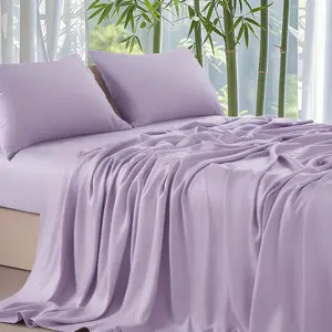 Extra Deep Pocket Queen Size Bamboo Sheet Set, 3/4 Piece Cooling & Breathable Bedding, Hotel Luxury Soft Wrinkle-Free Sheets for Extra Deep Mattress, Includes Pillowcases