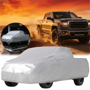 For GMC Canyon 6 Layers Heavy Duty Pickup Truck Cover, 170T Polyester Taffeta Full Coverage Silver Cover, All Weather Waterproof Anti-UV Rain Snow Dust Windproof Outdoor Car Cover, Scratch Resistant All Season UV Protection Pickup Truck Exterior Protector