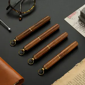 2026 New Solid Wood Keychain - Portable Brass Ear Cleaning Tool, Vintage Aesthetic Pocket Implement, Exquisite Mini Solid Wood Material Accessory