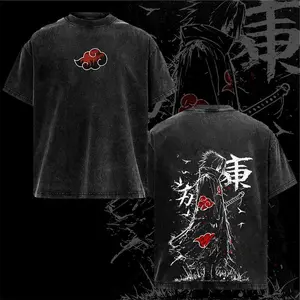 Retro Heavy Limited Sasuke - Naruto Anime Double Printed Vintage  Washed Tee Unisex Oversize Anime Manga Washed Heavyweight Cotton T-shirt, Gift For Anime Fan, Anime Lover