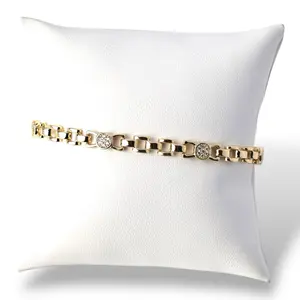 Gold Chain Bracelet, Modern Elegant Design, Secure Clasp, Sparkling Zirconia Details, Stackable Costume Jewelry for Daily Everyday Wear