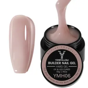 YOKEFELLOW Builder Nail Gel YMH06 Warm-Tone Nude Pink 50g 1.76oz HEMA-free TPO-free Self-Leveling Hard Gel Nail Extension Gel UV LED Lamp Cured for or Beginners & DIY Home Salon Manicure