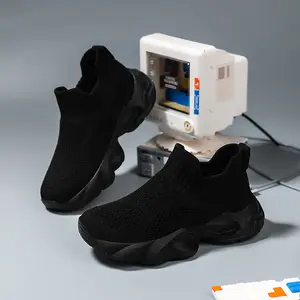 Cloud Shoes Cloud Soft All-Black Kids Sock Sneakers for Boys & Girls 3-14 | Zero-Tie Stretch Knit Slip-Ons | Lightweight Cushioned Athletic Shoes for School, Park Days & Sleepovers | Flexible Comfy Sole Toddler Little Kid Big Kid Casual Walking Shoes