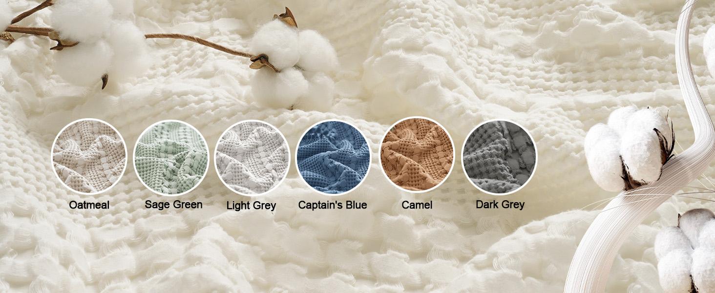 PHF 100% Cotton Waffle Pillow Shams, Soft Skin-Friendly Pillowcases, No Filling, Aesthetic Woven and Breathable Waffle Weave Pillow Case Covers for Bed