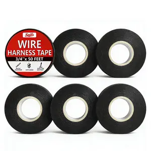 6 Rolls Wire Harness Tape High Temp Self Adhesive Fabric Tape for Automotive Wiring Harness Wrap Sound Damping Heat Proof 3/4 Inch x 50 FT