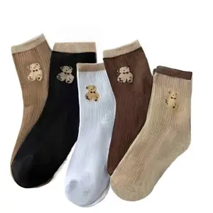 5 Pairs of Cute Teddy Bear Socks – Lightweight and Breathable for Gifting, Lounge Wear, or Themed Outfits