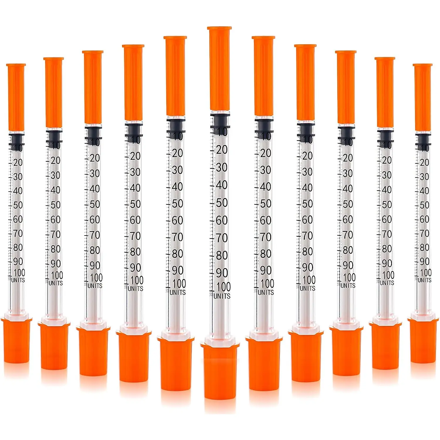 JIBENGAO U-100 Syringe with Needle 31Ga 1cc 5/16"(8mm)- Pack of 100 Pcs