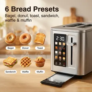 2/4 Slice Smart Touchscreen Toaster | RV/Camping Ready | 6 Bread Presets & 6 Shade Levels | 304 Stainless Steel | Removable Crumb Tray for Mess-Free Cleaning | 900W Fast Even Toasting | 120V US Plug | Ideal for Bagels & Artisan Bread