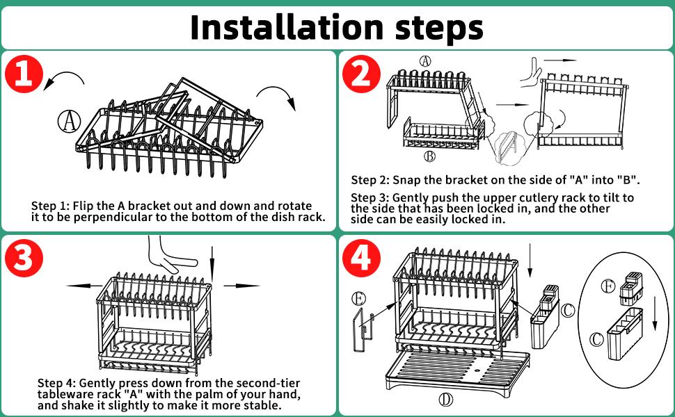 【TikTokShopBlackFriday】Raybee Double-Layer Large-Capacity Kitchen Countertop Drain Rack with Drain Board, Made of Metal, for Holding Dishes, Knives, Cups, and Cutting Boards 【TikTokShopBlackFriday】Raybee Double-Layer Large-Capacity Kitchen Countertop Drain Rack with Drain Board, Made of Metal, for Holding Dishes, Knives, Cups, and Cutting Boards