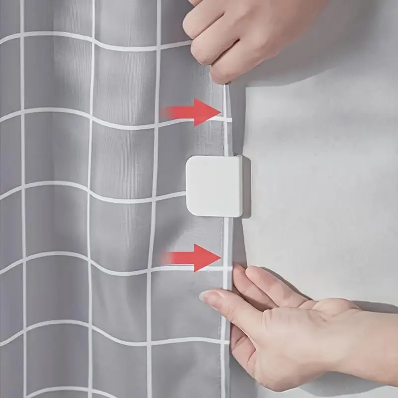 Lightweight Small Compact Transparent Flexible Plastic Shower Curtain Rings, 6pcs/Set Multi-Purpose Clips, Easy to Install Bathroom Home Supplies for Fixing Door Curtains & Picture Frames