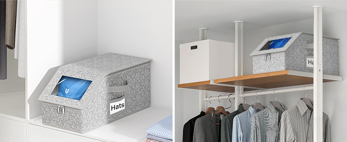 【Father's Day Gift】Stackable Baseball Cap Storage Box, Holds Up to 24 Hats – Durable Foldable Cardboard Organizer, Large Capacity Hat & Toy Storage Solution, Versatile Home & Bedroom Organizer, Dustproof, Space Saving
