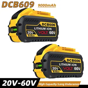 2 Packs 9000mAh 20V/60V MAX Replace for DeWalt DCB606 DCB609 DCB612 Battery Compatible with DeWalt 20V/60V 9.0Ah Batteries, Chargers and Power Tools
