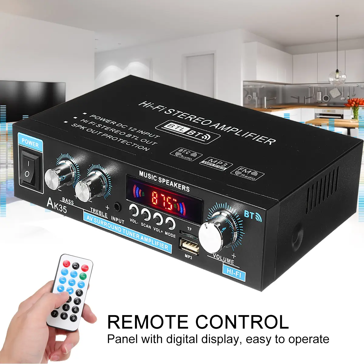 【dealsforyoudays】AK-35/S-299 Bluetooth 5.0 Stereo Amplifier, - 2/4 Channel, 30W/45W, Mini Amplifier Stereo Receivers with Bass & Treble Control,Home Amplifier w/AUX, USB, SD Card Input,Remote Control