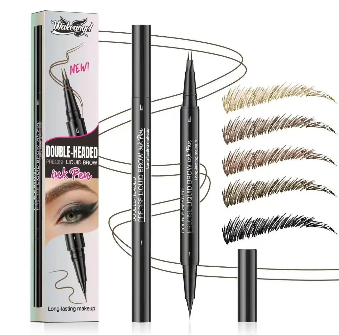 2-in-1 Waterproof Brow Pencil - Natural Hair Match Filling Tool Eyebrow Pencil with 2-Tip Brush Tip & Dual-End Eyebrow Brush, Beauty & Personal Care Makeup Product, Dual-End Eyebrow Pencils, Brush Tip Eyebrow Pencils