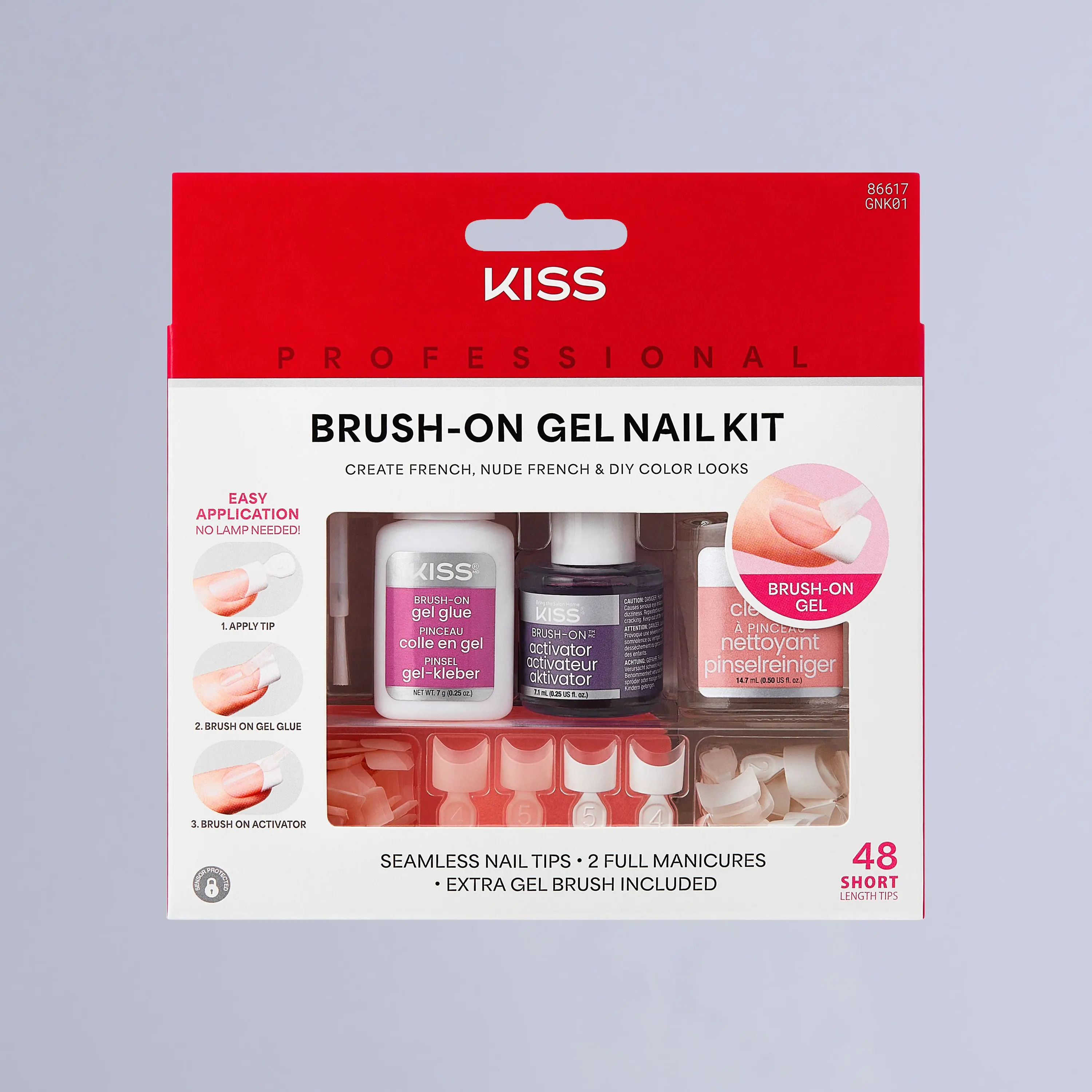 Kiss Brush-On Gel Nail Kit | 48 White & Natural French Tips, Gel Manicure, Salon Gel Nails
