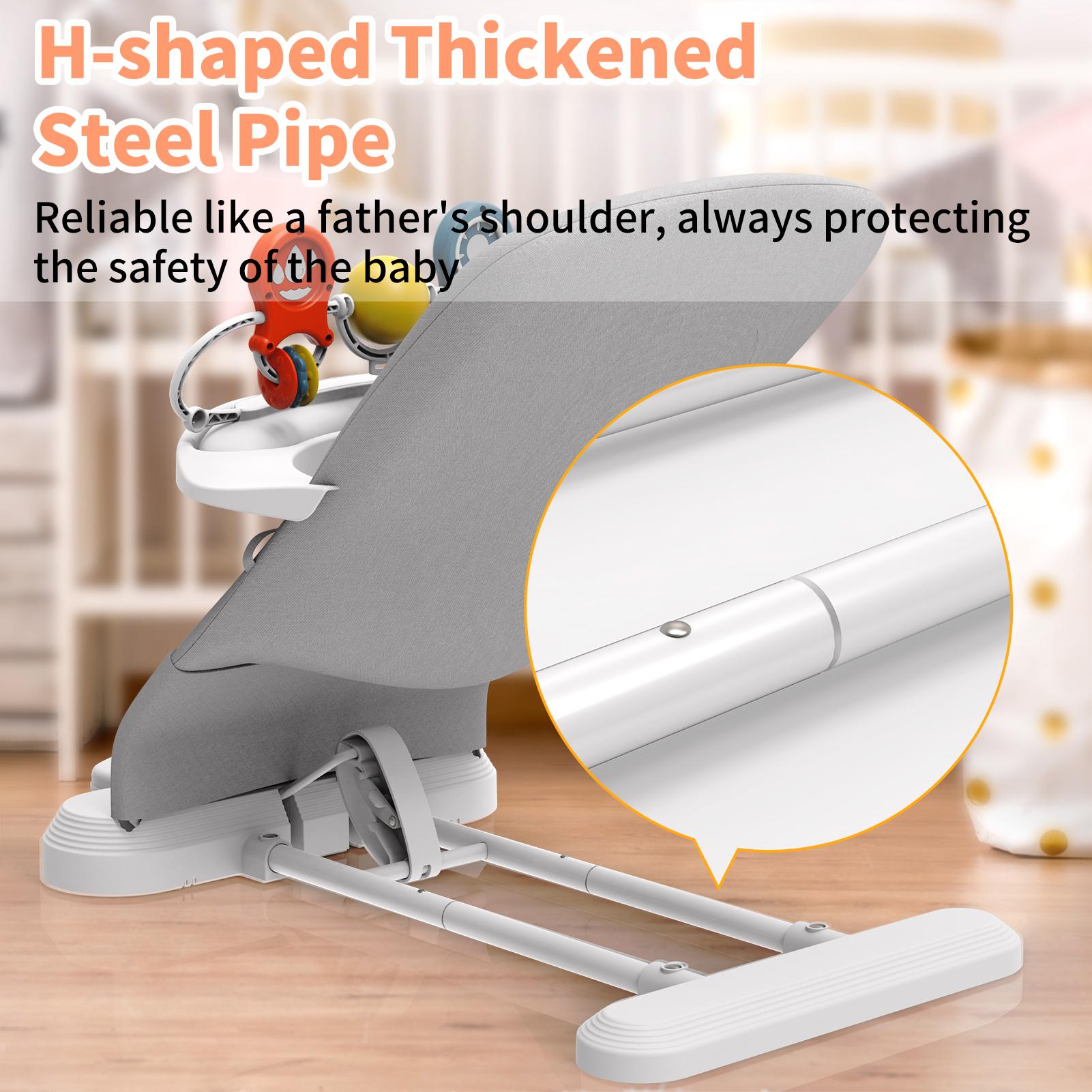 3-in-1 Baby Bouncer and Rocker with Music Piano, Infant Swing with Toys Play Bar, Baby Bouncer Chair with Detachable Tray,Baby Chair with 3-level height adjustment and 3-point Adjustable Seatbelt,Honeycomb-textured Material, Comfortable and Breathable