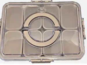 CWC Cook With Color Beige Snack Box 8 Individual Compartments with lids Airtight Food Safe BPA-Free dishwasher safe - holds 7 oz (215ml) each